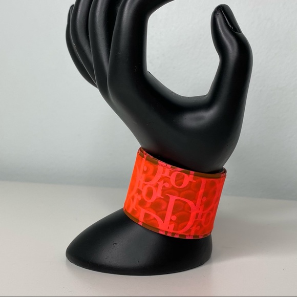 Dior Neon Orange Vinyl Slap Bracelet - Picture 2 of 8
